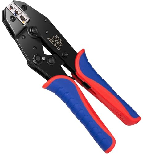 Crimpzange für isolierte Kabelschuhe, Crimpzange geeignet für 0,5-6 mm², Kabelschuhzange Crimpzange mit Ratschenfunktion, ideal für Elektroarbeiten, Heimwerkerprojekte