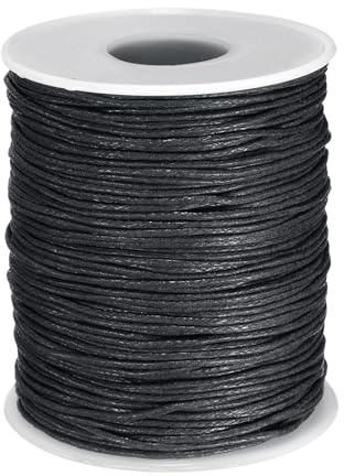 QUARKZMAN 100 Yardas Hilo De Algodón Encerado 1mm Cuerda Negra Encerada | Hilo Redondo Y Suave, Para Pulseras Collares Cuentas Manualidades DIY Fabricación De Joyería Suministros De Macramé