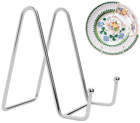 Fulushouxi staffli uppställning tallrik stativ metall dekorativt stativ, 11 cm tallrikstativ dekoration tallrikshållare, metall bokstativ bordsstaffli, för fotohållare bokstativ bildramar stativ