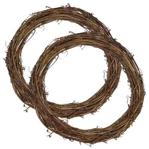 CAKEEYUM 2 Stück 30, 5 cm natürlicher Weinreben-Kranz-Ring zum Selbermachen, Bastelbasis für saisonale Dekoration, Weihnachtskranz-Form für Haustür, Ring, Weinreben-Zweig-Form, Kränze zum Basteln, Ha