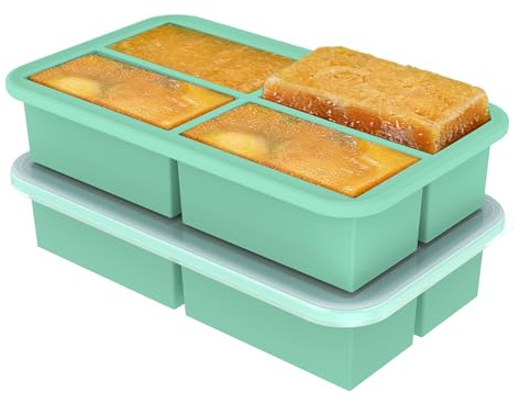 Ankway Silikon Gefrierform mit Deckel 2er-Pack, Stapelbare Suppe Einfrieren Behälter, Suppen Freezer Eiswürfelbecher für Container zum Speichern und Einfrieren von Brühe Soße Meal Prep