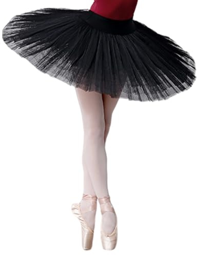 Qsvbeeqj Gonna corta da donna in tulle a 7 strati con slip per danza classica in organdia dura piatto pancake danza tutù gonne costume da ballo gonna tutù