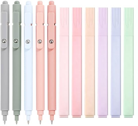BosuLai Textmarker Pastell Set, Schnell Trocknende Tinte | 6 Stifte Aesthetic Bible Highlighter (Morandi) und 5 Schwarze Fineliner-Stiften, für Journal, Bibel, Büro, Schulbedarf