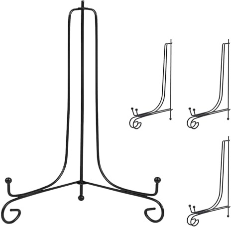 TIANLIN 4 Pezzi Porta Piatti da Esposizione, 10 Pollici Cavalletto in Ferro Nero, Nero, Espositore per Cornici Pieghevole, per Piatti Decorativi, per Foto, Opere D'arte