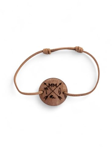 Solenzo Bracelet Réglable en Bois personnalisé, Esprit Surf et Océan, Style Bohème