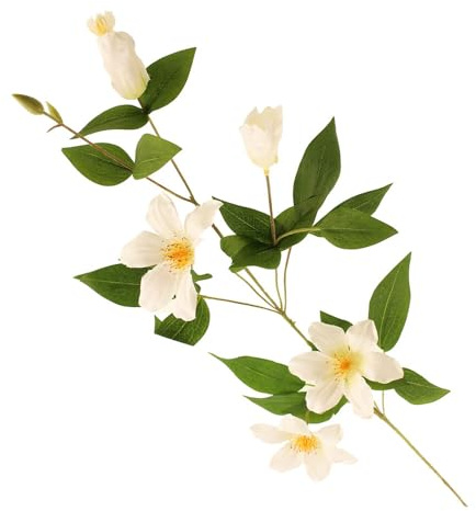 FloristryWarehouse Pack of Three Artificial White Faux Silk Clematis Flower Stems 83cm