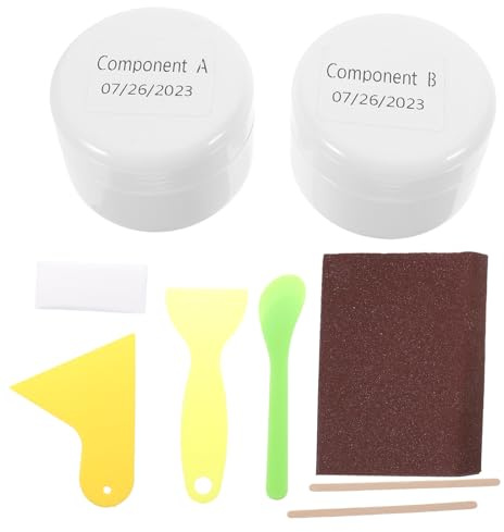 INOOMP Kit di Riparazione per Piastrelle e Lavello Smaltato Bianco Particelle di Cristallo e Resina UV Facile da Applicare per Riparare Superfici in Vetroresina
