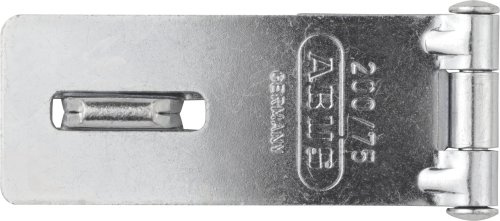 ABUS Überfalle 200/75 - Vorrichtung für Vorhängeschlösser - für einschlagende Türen - 32121 - ABUS-Sicherheitslevel 2 - Silberfarben | Für einschlagende Türen - gehärtete Stahlösen, verdeckte Schrauben - Breite 29 mm, Länge 75 mm, Ösenbohrung 9 mm