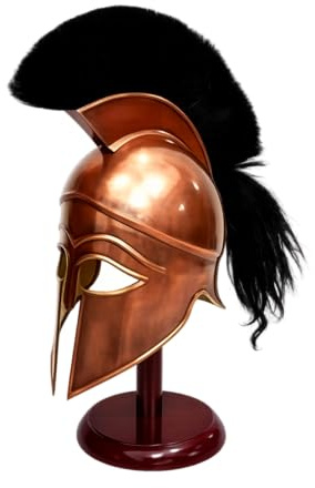 Medieval Replicas Mittelalterlicher griechischer Spartanischer Korinther-Helm mit schwarzer Plume-Antike Rüstung Helm Replik