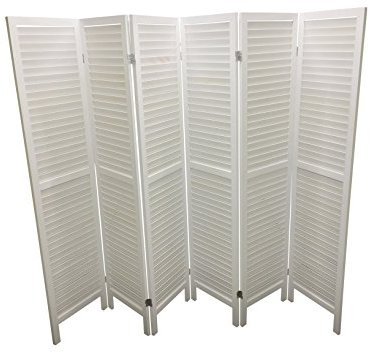 White 6 Panel Wooden Slat Room Divider/Partition/Privacy Screen