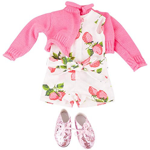Götz 3402845 Kombination Berries Jumpsuit - Puppenbekleidung Gr. XL - 4-teiliges Bekleidungs- und Zubehörset für Stehpuppen 45 - 50 cm