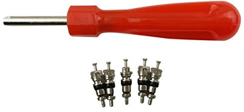 VORCOOL Tyre Valve Core Remover Removal Tool Key 5 Valve Cores for Car Bike Motorbike Car Truck Motorcycle Replacement Tire Stem Part