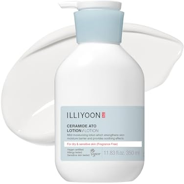 Illiyoon Ceramide Ato Lotion | Lightweight Moisturizer for Dry & Sensitive Skin, Barrier Repair for Face & Body, Mild for Babies, Vegan Certified, Korean Skin Care, 11.83 fl.oz.