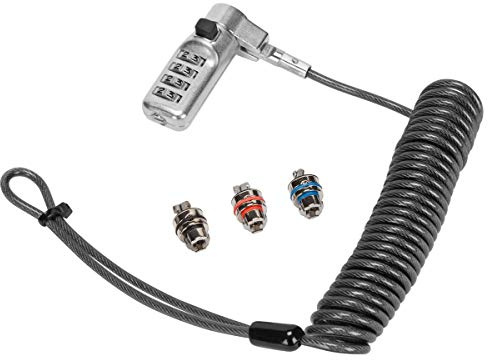 Targus HARDWARE DEFCON 3-in-1 Lock, Resettable Coiled Combination Retail Lock for Laptop Computer and Desktop Security Cable (ASP86CCLGL)