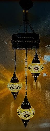 Samarkand - Lights Handgefertigte Orientalische Mosaiklampe Mosaik Glas Hänge Lampe Innenleuchte Pendelleuchte Deckenleuchte Aussenleuchte Handarbeit Hängeleuchte Hängelampe Größe 2 / GOLD