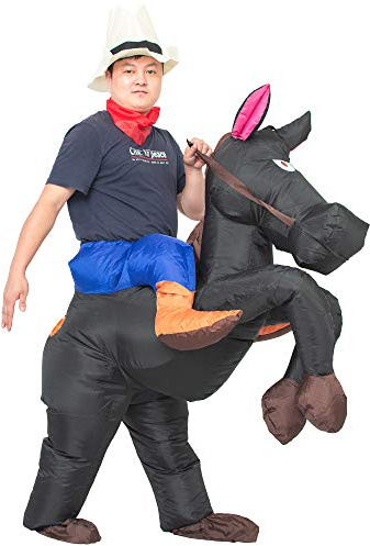 JYZCOS Aufblasbares Cowboy-Kostüm für Erwachsene, Western Pferd Reiter Kostüm