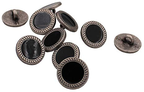 bezaubernde kleine silber mit schwarz Metall Knöpfe kleine Ösenknöpfe 13mm (10 Stück)