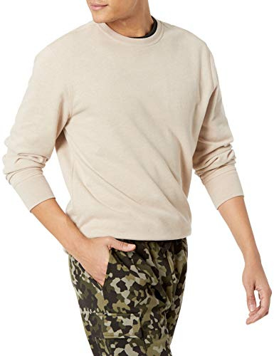 Amazon Essentials Men's Long-Sleeved Lightweight Fleece French Terry Crew Neck Sweatshirt
