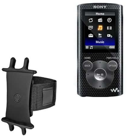 BoxWave Holster Compatible with Sony NWZ-E380 - ActiveStretch Sport Armband, Adjustable Armband for Workout and Running - Jet Black