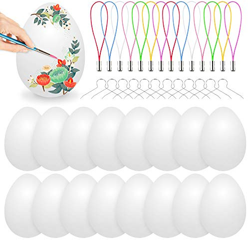 Oeufs de Paques Decoration, Oeuf de Paques Decorer,œuf de Pâques,Peinture Oeuf de Paques,Colorant Oeuf de Paques,Oeufs en Plastique Suspendus avec Corde,Peinture de Bricolage de Paques