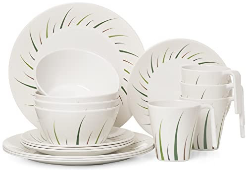 Moritz Vaisselle de camping en mélamine pour 4 personnes - 16 pièces - Passe au lave-vaisselle - Service de pique-nique