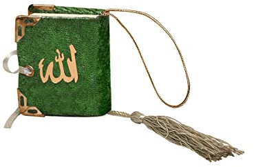 Islamische Auto Rückspiegel Anhänger Kleiner Koran Schutz Innenspiegel Auto Spiegel PKW Arabisch Dekor Geschenk (Grün)