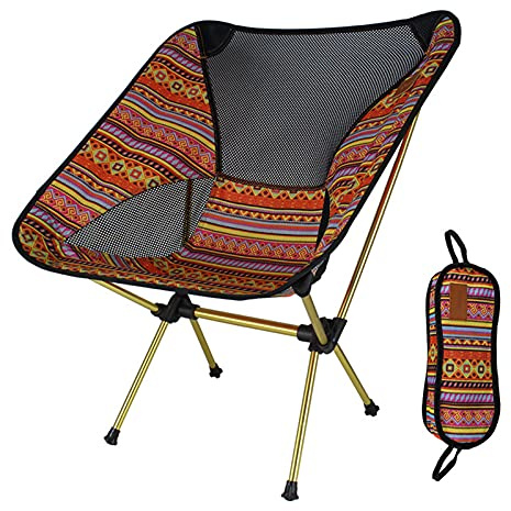 HGYJ Tragbarer Ultraleichter Outdoor-Klappstuhl, Angelstuhl Aus Aluminiumlegierung, Der 150 Kg Tragen Kann, Multifunktionaler Stuhl Mit Einem Nettogewicht Von 997g,Orange