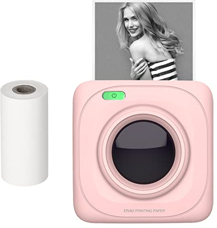 Bisofice Tragbarer Mini-Fotodrucker, 203 DPI, kabellos, BT, Thermodrucker, Taschenformat, kompatibel mit iOS und Android, zum Arbeiten und Lernen, Memo, Tagebuch, Foto schwarz und weiß – Rosa