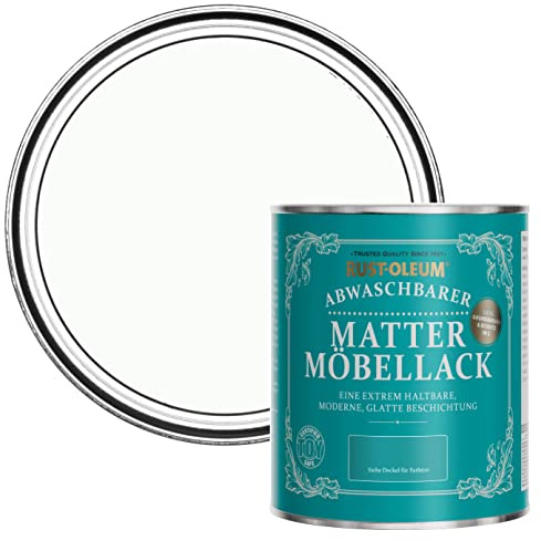 Rust-Oleum weiß Möbelfarbe mit Matt-Finish, geruchsarm und wasserbasiert für Innenholz - Mondstein 750ML
