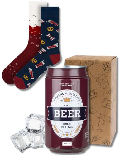 soxo Biere Cadeau Original - Canette Chaussettes Homme Fantaisie 40-45 | socks hautes en coton, motif bierre drôle, idée utile pour anniversaire