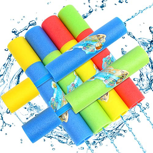 SULOLI 4 Pack Water Pistols for Kids Toddlers Outdoor Pool Beach Toys Foam Water Guns Summer Super Water Blaster Soaker Gun for Garden Outside Games