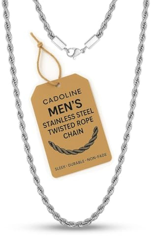 Cadoline 316L Stainless Steel Men's Jewellery 3mm 26 Inch Knot Rope Long Silver Necklaces For Women