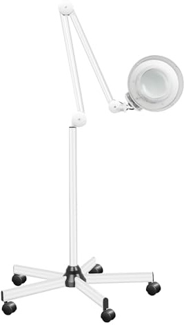 kangten 5 x LED Lupenleuchte Glaslinse 5-Dioptrien Lupenlampe für Kosmetik Salon 22W Mit Stativ und Rad