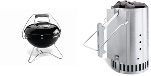 Weber Smokey Joe Premium Holzkohlegrill, Ø 37cm Grillfläche & Anzündkamin, Rapidfire Starter - Groß (32cm Höhe)