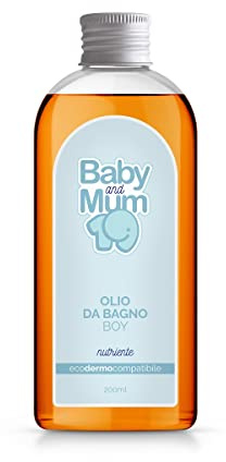 Olio da bagno BOY 200ml - BABY and MUM Olio formulato per essere utilizzato fin dalla nascita, indicato per il bagnetto quotidiano dei bambini - ECOdermoCOMPATIBILE