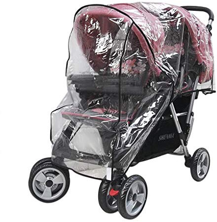 Universal Regenverdeck für Geschwister Buggy, Zwillingswagen Regenschutz,Universal Twins Stroller Raincover, Kinderwagen Regenabdeckung für Zwillinge Doppelkinderwagen (Vorder- und Rücksitze)