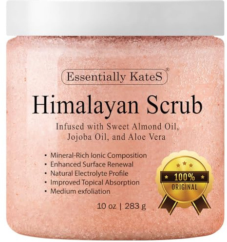 Himalayan Salt Body Scrub with Almond Oil, Exfoliating Mineral Formula, 10 oz
