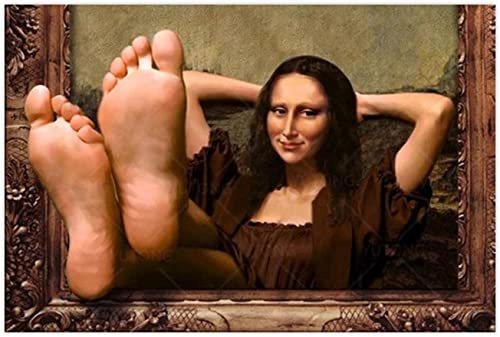 DFBFMO Wandkunst Mona Lisa Leinwand Gemälde Druck Kunst Lustige Mona Lisa Füße Wanddekoration Leinwand Poster Druck Modernes Home Decor Kunstwerk Bild Ohne Rahmen,50×75cm