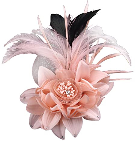 Uposao Broche Fleur en Plume pour Femmes Tissu Fait à La Main Élégante Broche Fleur Plume Bandeau Costume Manteau Vêtements Accessoires Cheveux Épingles à Cheveux Décorations De Fête