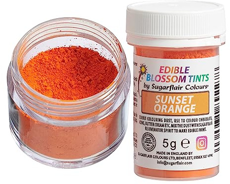 Sugarflair Food Colouring Powder Dust Sunset Orange Blossom Tint, Use on Cake Decorations or Colour Sugarpaste, Fondant, Icing, Chocolate, Buttercream, Royal Icing, Macarons and More! - 5g