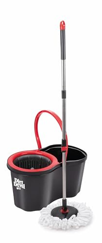 Dirt Devil Balai Serpillère avec Essoreur - Système de Nettoyage avec Seau 16 L - Microfibre - Gris/Rouge
