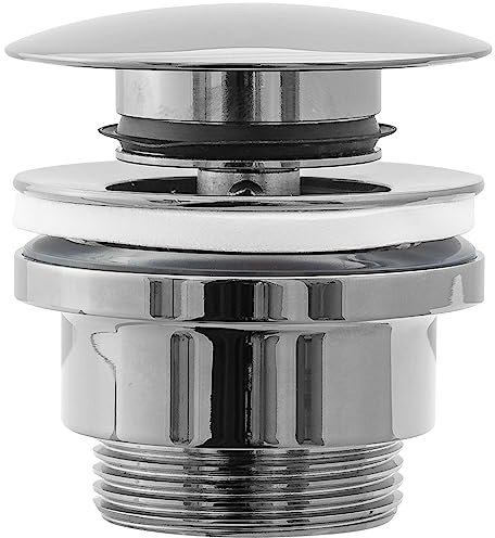 Rea BONDE DE LAVABO Universel CLIC-CLAC Chrome Bouchon Lavabo Salle de Bain avec Trop-Plein Bonde de Vidage Pop-up en Laiton (Chrome)