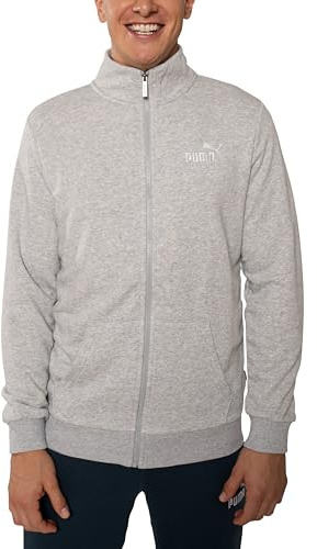 PUMA Sweatjacke Herren ohne Kapuze, Sportjacke, Trainingsjacke, Statement Deluxe Edition, Hellgrau, Größe M