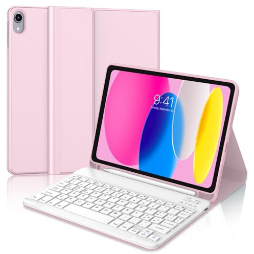 JADEMALL Custodia con Tastiera per iPad 11 Generazione A16 2025/10 Generazione 10.9 2022, Italiano QWERTY Tastiera Bluetooth Staccabile Magnetica per iPad 10/11 Generazione 2022/2025, Rosa