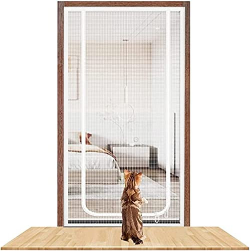 Katzensicher Katzenresistente Tür 110 X 220 Cm, Robuste Katzengittertür, Verstärkte Netzgittertür, Netzreißverschluss, Verhindert Das Herumlaufen Von Haustieren, Sichere Fliegengittertür, Einfache Ins
