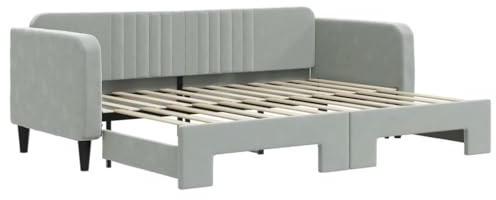 vidaXL Dagbädd utdragbar ljusgrå 80x200 cm sammet