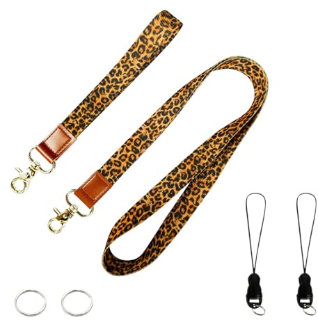 PAITOK Conjunto de Cinta para el Cuello y la Muñeca con Broche de Metal. Lanyard Personalizado con Dos Anillas Metálicas para Portaidentificación, Llaveros y Amuletos