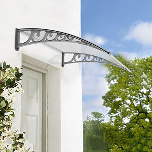 Auvent de Porte, Auvent fenêtre Blanche Pluie Neige abri Avant Porche Ombre extérieure Toit terrasse,Entrée Marquise Solaire Porte Anti-Soleil Protection d'abri Polycarbonat (100 * 100 * 25cm)