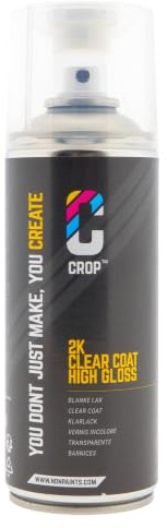 CROP 2K Klarlack Spraydose - Hochglanz - Kratzfestes Profi-Finish für Karosserie & Felgen - 400 ML - Schnelltrocknend & leicht zu verarbeiten