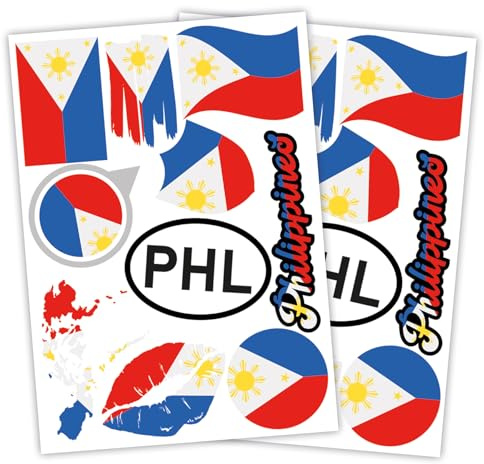 Finest Folia 2er Set DIN A4 Länderaufkleber Fahne Aufkleber Länderfahne Flagge für Auto Motorrad Sticker Länderflagge selbstklebend wetterfest R217 (44 Philippinen)